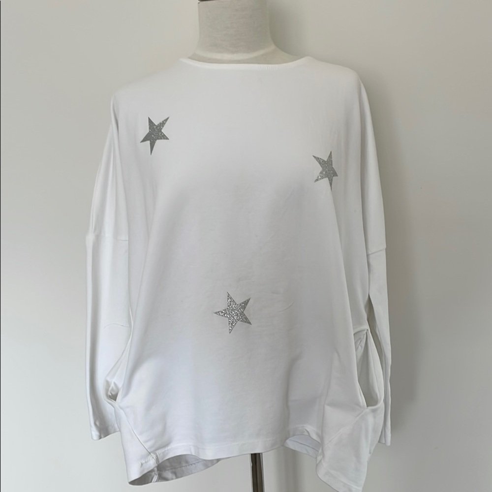 White Oversized Boxy Long Sleeve Sweatshirt